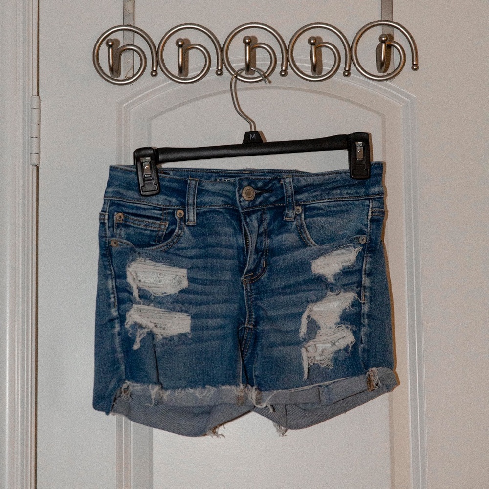 American Eagle Ripped Blue Jean Shorts